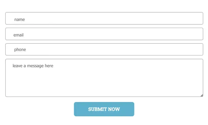 A contact us form for a business website built with pure HTML, BootStrap, and CSS